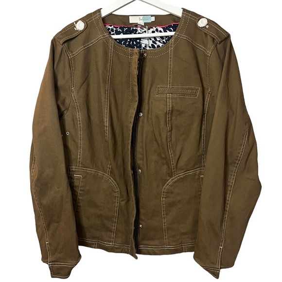 Boden brown khaki zip up Utility jacket women’s 18 cotton stretch - Picture 5 of 11